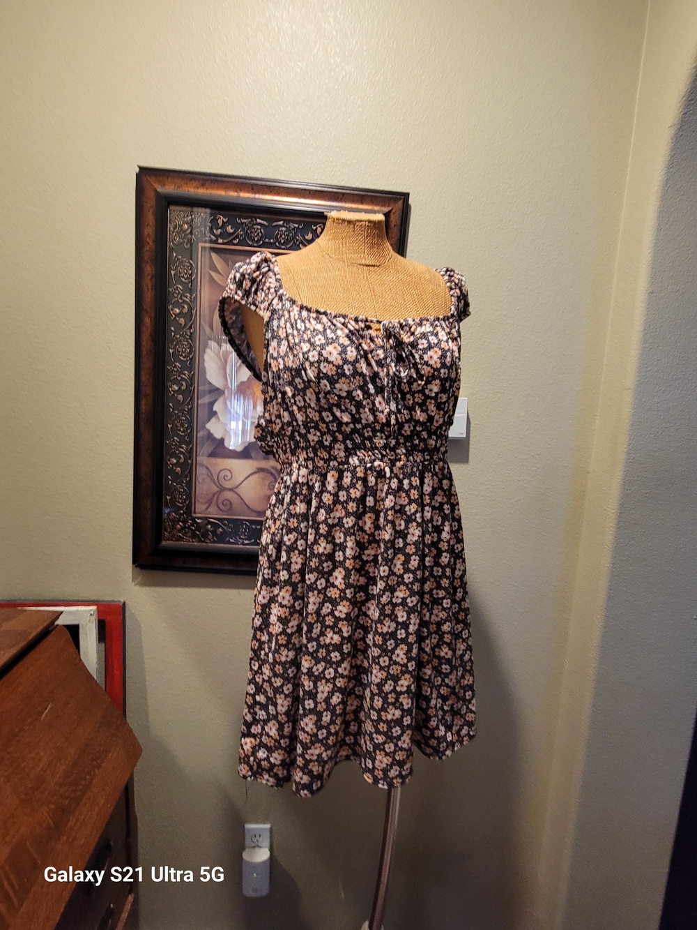 EXPRESS~○Floral Mini Dress    Black with Pink Blooms